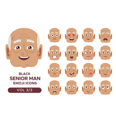 Black Senior Man Emoji Icon Set 3 3