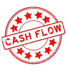 Grunge Red Cash Flow Word With Star Icon Round