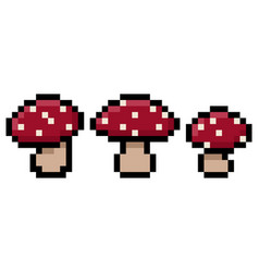 Pack Of Three 8 Bit Pixel Red Mushrooms