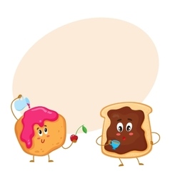 Funny Toast With Chocolate Spread And Donut