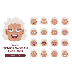 Black Senior Woman Emoji Icon Set 2 3