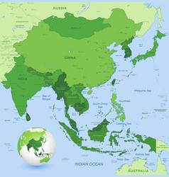 Green Asia And Indochina Full Map