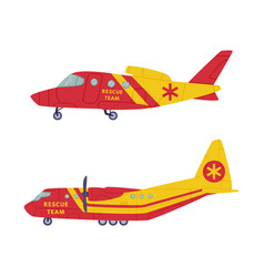 Red And Yellow Aircraft As Rescue Equipment