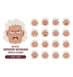 Black Senior Woman Emoji Icon Set 3 3