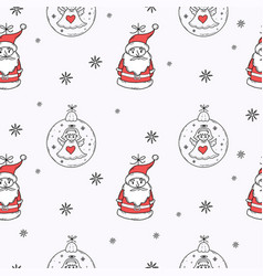 Christmas Seamless Pattern Santa Claus Xmas Ball