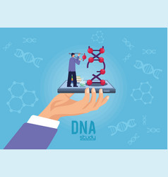 Dna Study Lettering With Scientist