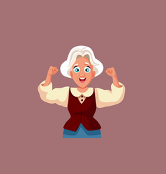 Happy Cheerful Grandma Celebrating Cartoon