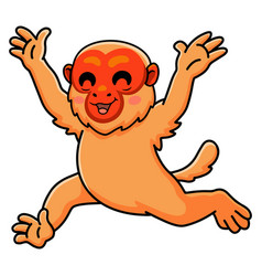 Cute Bald Uakari Monkey Cartoon Running