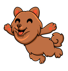 Cute Little Pomeranian Dog Cartoon Jumping