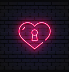 Heart Lock Neon Icon For Decoration Design