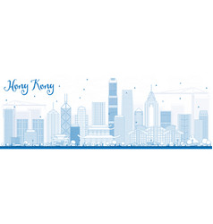 Outline Hong Kong Skyline With Blue Buildings