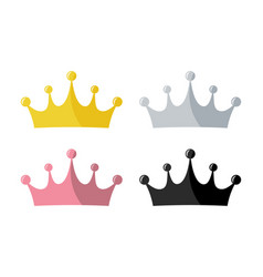 Set King Crown Icon On White