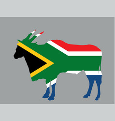 South Africa Flag Over Eland Antelope Silhouette