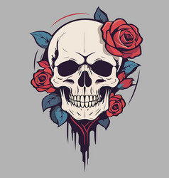 Skull With Red Roses