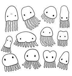 Doodle Cartoon Squid Octopus Outline Sketch