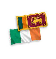 Flags Of Ireland And Sri Lanka On A White