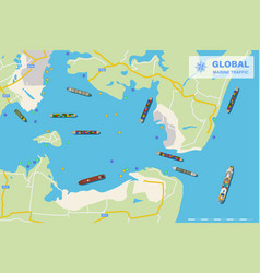 Global Marine Traffic Top View Of Cargo Ships