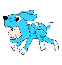 Man Wearing Costume Pretending To Be A Dog Doodle