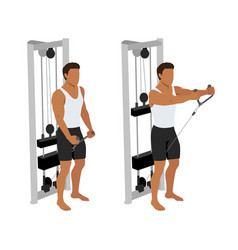 Man Doing Cable Rope Front Raise Exercise