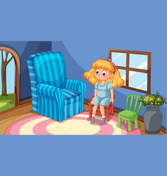 Cartoon Of A Young Girl Sitting In A Chair