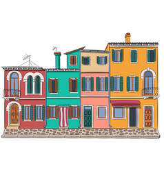 Old Stone Colorful Houses On The Island Of Burano