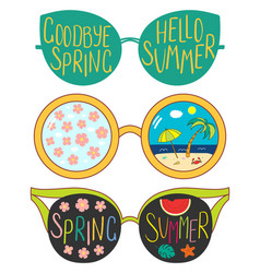 Cherry blossom round frame with hello spring Vector Image