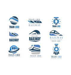 Train logo original design set modern railway Vector Image