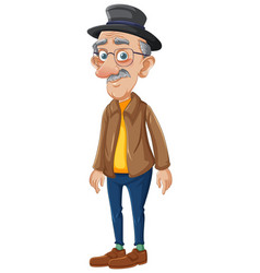 Old Grandfather Wearing Hat And Glasses Cartoon