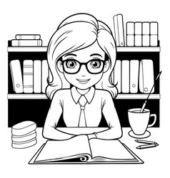 School And Education Woman With Book Coffee