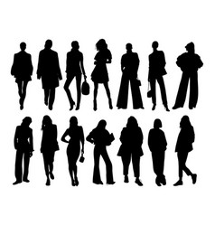 Diverse Modern Girls In Office Outfit Silhouettes