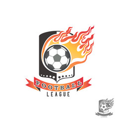 Football Emblem With Ball On Fire And Shield