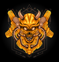 Golden Skull Robot Sacred Geometry