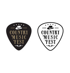 Guitar Pick Cowboy Hat Country Music Band Logo