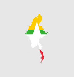 Myanmar Map Flag Burma Burmese Country Map Banner