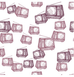 Retro Tv Engraved Seamless Pattern Vintage