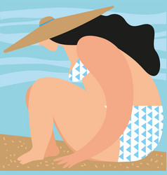 Silhouette Of A Woman In A Bathing Suit Sitting