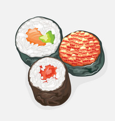 Tekkamaki Futomaki Ikura Sushi Rolls Wrapped