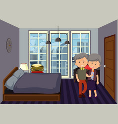 Bedroom Scene With An Old Couple Characters