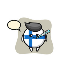 Finland Flag Badge Mascot Character With Fever