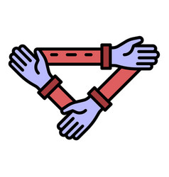 Triangular Hand Cohesion Icon Color Outline