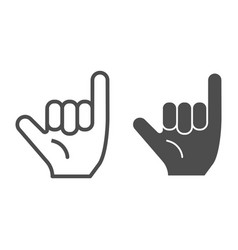 Hang Loose Gesture Line And Glyph Icon Shaka