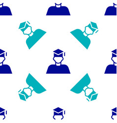 Blue Graduate And Graduation Cap Icon Isolated