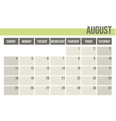 Calendar Planner 2019 Monthly Planner August