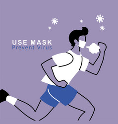 Man With Mask Doing Exercise Outdoors