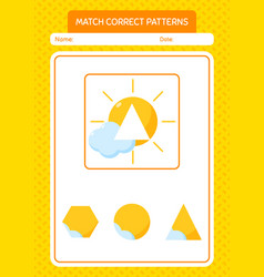 Match Pattern Game With Sun Worksheet