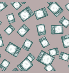 Retro Tv Engraved Seamless Pattern Vintage