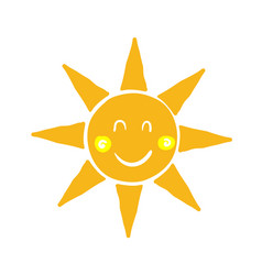 Sun Icon Symbol With Doodle Handdrawn Cartoon