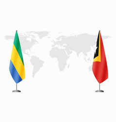 Gabon And East Timor Flags For Official Meeting