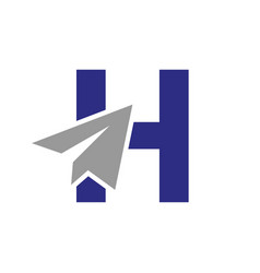 Letter H Travel Logo Concept With Paper Plane