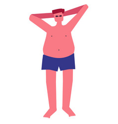 Fat Guy In Trunks And Sunglasses Sunbathing